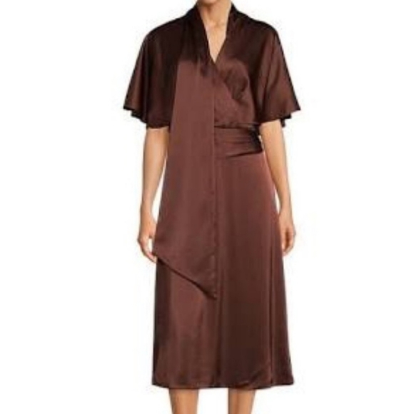 Alex Marie Giselle Satin Surplice V-Neck Drape Front Short Kimono Sleeve… - Picture 1 of 8